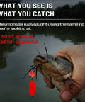 Catfish Rig Set With 6 Pre Tied Rigs 2 Sinker Sliders And 2 Ounce Pyramid Sinkers Circle Hooks Size 6 in action with caught fish