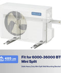 Heavy Duty Outdoor Wall Mount Bracket For Ductless Mini Split Systems 6000 To 36000 BTU Supports Up To 485 Lbs with unit