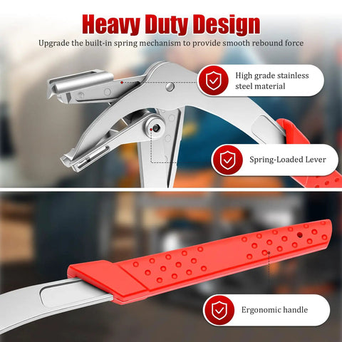 Non Destructive Car Clip Pliers Set With 20 8mm Rivets, showing stainless steel design with ergonomic grip and spring-loaded lever.