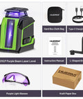 360 Degree Laser Level With Pulse Mode And Self Leveling, 165 Feet Range, Three Brightness Levels, Rechargeable Li Ion Battery, Purple Line Laser Tool For DIY Home Projects, with bag and bracket