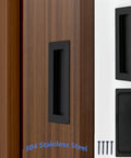 Matte Black Flush Sliding Closet Door Handles Set Of 2, Recessed Finger Pulls for Sliding Barn Doors, 5.91 Inch, 304 Stainless Steel