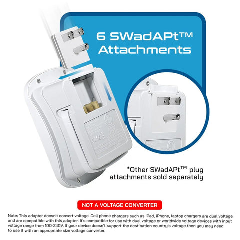 Travel Power Adapter Kit With 2 US Outlets, USB C PD 35W And USB A, Includes USB C Cable, Surge Protected, attachment view
