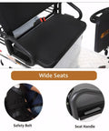 Interior view of 2 Person Electric Golf Cart Adult Work Vehicle With Storage Box 800W 60V Motor featuring wide seats and safety belt.
