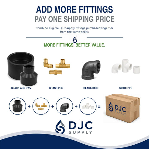 Top Shelf 3 Inch Abs Dwv Coupling Hub X Hub Pipe Connector For Schedule 40 Drain Waste Vent Lines Fast Solvent Weld Bulk Pack Of Ten displayed with various fittings.