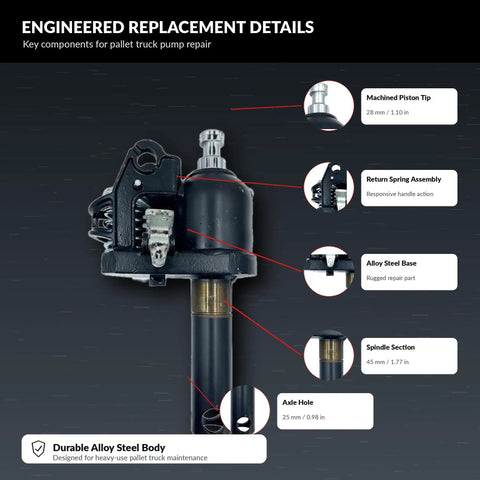 Heavy Duty Hydraulic Pump Replacement For Manual Pallet Truck, 4400 Lb Workhorse With 45Mm Spindle Shaft, Robust Swap Assembly Handles The Heavy Lifting With No Sweat