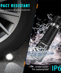 Pocket Sized Rechargeable LED Flashlight 1800 Lumen Max Brightness With 6 Modes IP68 Waterproof SST40 LED in water and near car tire