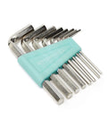 Hex keys from 165 Piece Household Tool Set With Bag In Turquoise Featuring Hammer Pliers Screwdrivers Level Hex Keys Saw And Picture Hanging Kit
