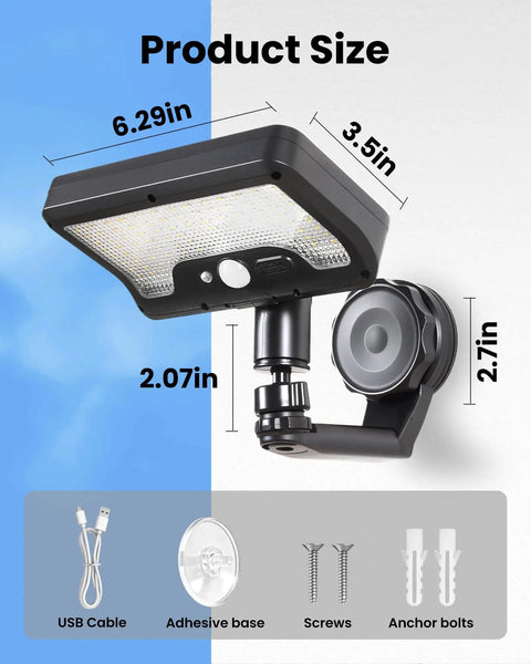 Magnetic Solar Lights Outdoor 600LM Motion Sensor LED Security Lights For Wall Patio Backyard Fence Deck IP65 Waterproof 270 Degree