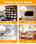 No Sweat No Drill Furniture Adhesive Anchors 10 Pack securing bookcase and TV stand to prevent tipping, ideal for baby proofing.