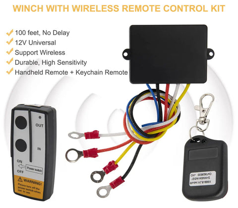Wireless Winch Remote Control Kit 12V Handset Switch Controller With 100 Foot Range For ATV Truck Jeep SUV Car Heavy Duty