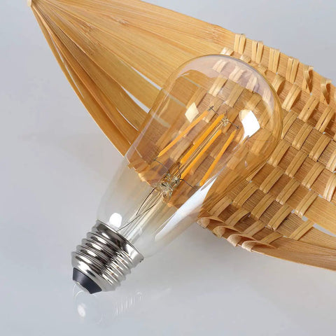 Vintage LED Edison Bulbs ST58 4W 60W Equivalent, Dimmable Amber Glass Filament Bulb on basket, E26 Base