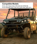 Front view of utility vehicle compatible with Heavy Duty Ignition Module CDI Box Replacement For John Deere Gator and Kawasaki Mule