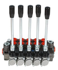 Front view of Five Spool Adjustable Hydraulic Directional Control Valve Monoblock For Tractor Loader 13 GPM 3600 PSI Cast Iron