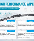 All Weather Windshield Wiper Blades Set For Audi Q7 2006 Through 2015 showcasing features like durability and easy assembly
