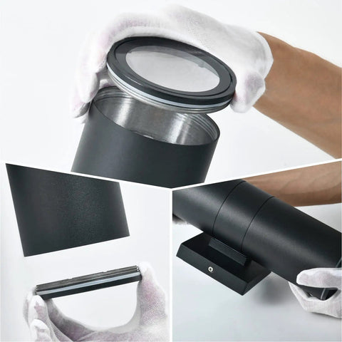 Outdoor Wall Lights 4 Pack Integrated LED Cylinder Up Down Lights 12W 2700K Aluminum Exterior Wall Fixture details