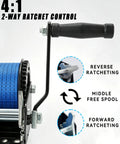 Heavy Duty Boat Trailer Winch 1600Lbs With 26ft Strap, 4:1 Gear Ratio Hand Crank Winch control handle with instructions shown