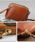 Heavy Duty 4 Pack Brass D Rings For Purse Hardware With Ball End Studs And Installation Tools Light Gold Finish For Tough Leather Crafts And Dog Collar Repairs on a brown leather bag.
