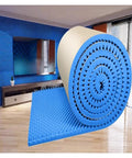 Heavy Duty Self Adhesive Acoustic Panels For Walls Waterproof Soundproof Foam Roll High Density studio recording foam roll in blue color on the floor