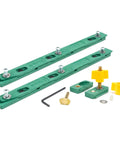 Green Zeroplay Miter Bar for Table Saw Sleds, Precision One Touch Calibration, No Play Fit, Fast Top Down Install, 2 Pack with accessories