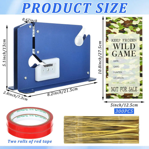 300 Count Ground Pork Freezer Bags 1Lb Ground Meat Bags With Tape Sealer And 2 Rolls Sealing Tape packaging size details
