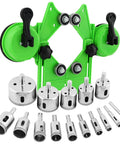 Adjustable Diamond Hole Saw Set With Double Suction Cup Guide Jig and Precision Core Drill Bits For Ceramic Glass Tile showing various drill sizes and suction cups.