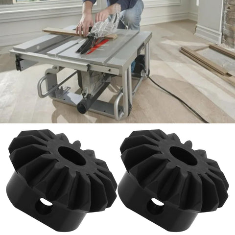 Two Pack Table Saw Bevel Gear 2610015042 Replacement For GTS 10 J And GTS 1031 Saws with durable black plastic construction