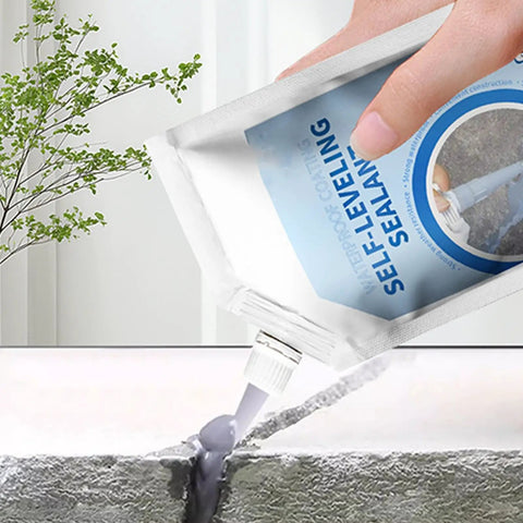 Premium Self Leveling Concrete Caulk For Deep Crack Repair being applied to a concrete surface for waterproof sealing.