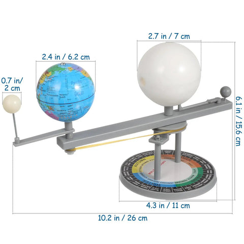 Sun Earth Moon Model For Classroom, Hands On Astronomy Teaching Tool, Orbital Simulator Demonstrating Day And Night, Seasons, Moon Phases, And Planetary Motion. Size labeled 26 cm