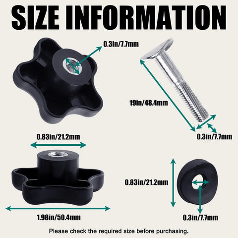 Heavy Duty 92-2260 Handle Knob And Screw Bolt Washers Kit For Toro Powerlite Snowblowers And Walking Lawnmowers Super Durable Replacement Part To Fix Locking Bolts Fast, black knob 1.98in