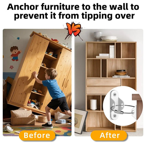 Secure Your Home Base In A Snap Heavy Duty Hidden Metal Anti Tip Kit With Ten White Wall Mount Brackets To Lock Down Tall Bookcases And Dressers Keeping Little Rascals And Fur Babies Totally Safe Without A Sweat