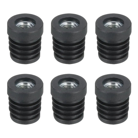 Six Pack M8 Threaded Tube Inserts For 16 To 18mm Pipes Black Plastic Plugs That Accept Caster Wheels Or Adjustable Feet On Furniture Legs And Chairs 19mm Diameter 22mm Length Fits 16 To 18mm Inner Diameter