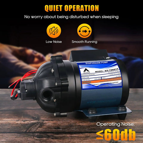 Quiet Yet Powerful 12V Water Pump For RVs Boats And Yachts Delivers 7 GPM At 60 PSI Diaphragm Pump With Half Inch FNPT Inlet