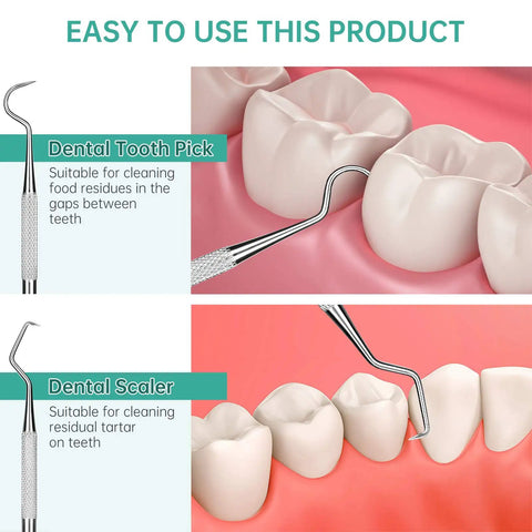 Pro Grade Dental Scraper Tool For Teeth Cleaning Stainless Steel Dentist Pick Tartar Remover Stain Scraper use illustration