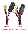 Comparison of two wiring harnesses, thicker wires show Electric Wheelchair Lift Battery Cable Wiring Harness, 22 Feet, Heavy Duty 10 Gauge