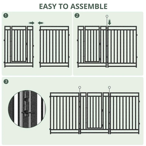 Rustproof Metal Garden Fence Kit 36ft Long 40in High With 14 Panels And 2 Gates No Dig Pet Barrier assembly steps