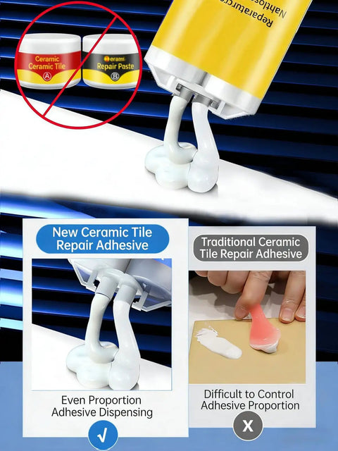 Comparison of Color Match Porcelain Tile And Stone Crack Repair Kit application with traditional method.