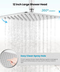 12 inch square rainfall head of Polished Chrome Rain Shower Mixer Faucet Set With Waterfall Tub Spout 12 Inch Square Rainfall Head Ceiling Mount With Handheld Sprayer All In One Rough In Valve And Trim Included