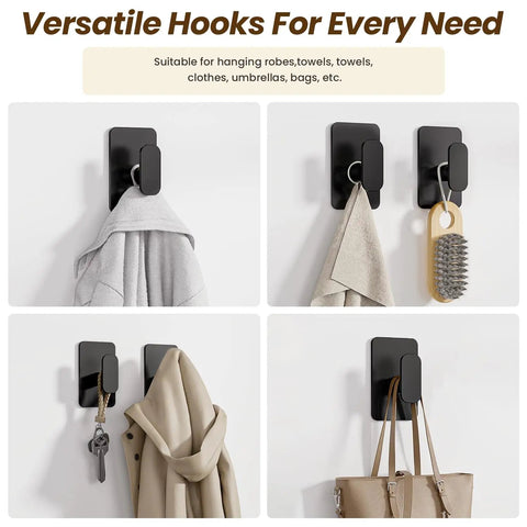 Darn Reliable Heavy Duty Wall Hooks Made From Rustproof Stainless Steel And No Sweat Adhesive Mount Holds Up To Twenty Six Pounds Like A Champ Great For Bathrooms Or Kitchen Black Four Pack