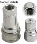 Hydraulic Coupler Set G 3 8 Female Pipe Fitting Carbon Steel High Pressure Sealing Auto Close Prevents Leaks Rustproof Thickened Steel For Harsh Environments Heavy Duty Performance Guaranteed For Pros Need Reliable Gear Every Single Day Without Fail. close-up threaded female coupler