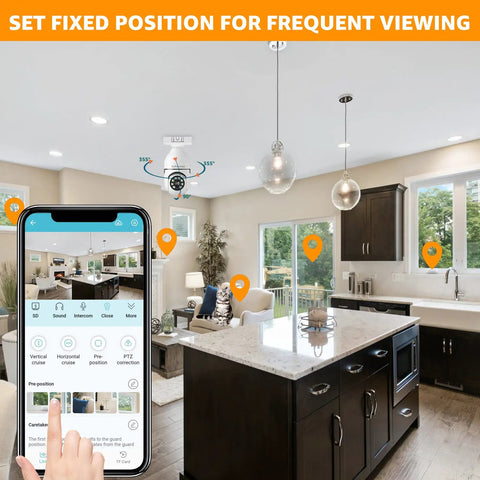 Smartphone app controls 2 Pack Light Bulb Security Camera System Wireless WiFi Outdoor With Audio 3MP Ultra Clear Picture indoors.