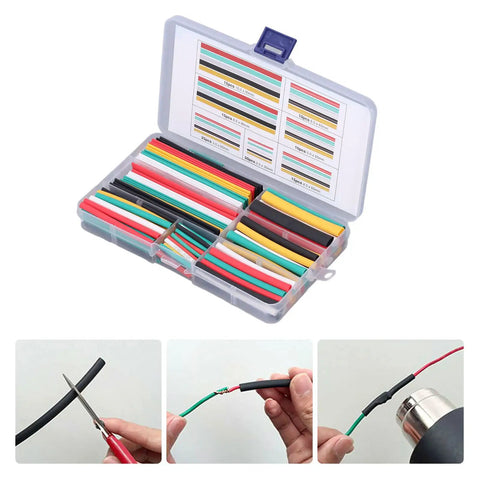 Ycauty 140 Pcs Heat Shrink Tubing Kit With Multipurpose Electrical Insulation Sleeves For Cable Covers And Adjustable Sizes That Are Perfect For Wire Bundling Mechanical Protection And DIY Projects Across The Board, assorted tubing in case