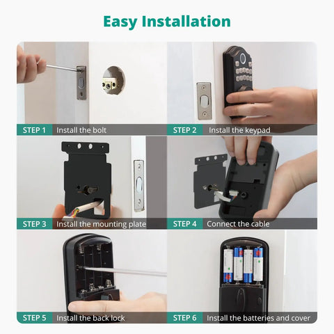 Installation steps for Keyless Entry Door Lock With Fingerprint And Password, Auto Lock, 1 Second Entry, 0.3 Second Fingerprint Unlock
