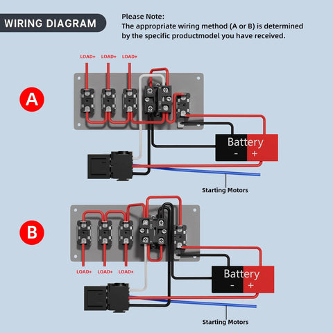 Wiring diagram for 5 In 1 Ignition Switch Panel With Red LED Toggle For Boats And Cars DC 12V 30A Racing Switch Panel Push Start Kit