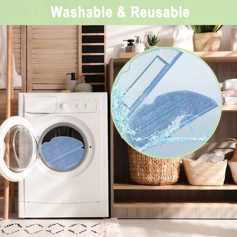Washing machine with 8 Pack Roborock Vacuum Mop Replacement Pads for S7 S7 Plus S7 MaxV S8 S8 Plus S7 MaxV Plus T7S T7 Plus T7S Plus