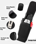 Magnetic Tool Sheath For Leatherman Fits Wave Plus Wingman Charge Surge Super Tool 300 in black nylon with belt clip details