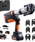 Tough As Nails 18V Cordless Electric Pipe Crimping Tool For One Half To Two Inch Copper Plumbing Connections With Brushless Motor And 360 Degree Rotating Jaw Set Compatible With Propress with accessories