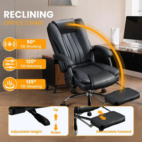 Six Point Vibration Heated Massage Office Chair With Foot Rest For Home Office And Gaming, Big And Tall Recliner in office