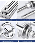 Solid 316 stainless steel rods and components, including threads and polished ski tow eye, for boats and kayaks installation.