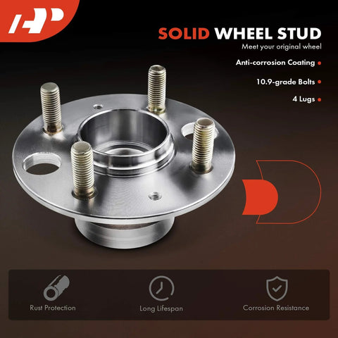 Solid wheel stud with 4 lugs and anti-corrosion coating for 2 X Rear Wheel Bearing And Hub Assembly 4-Lug Kit Fits Honda Civic