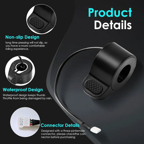 Thumb Throttle Replacement For Electric Scooter Durable ABS Accelerator With Precise Speed Control Waterproof Plug Easy Install